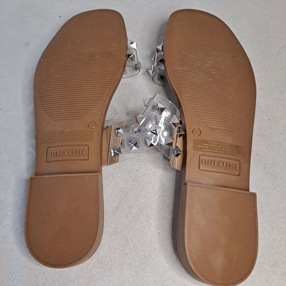 Steve Madden Clear Studded Sandals Womens Size 9.5M Goth Metal - Picture 6 of 7